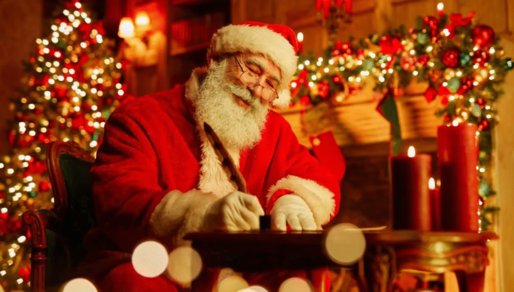 Santa Claus writing a letter to a child