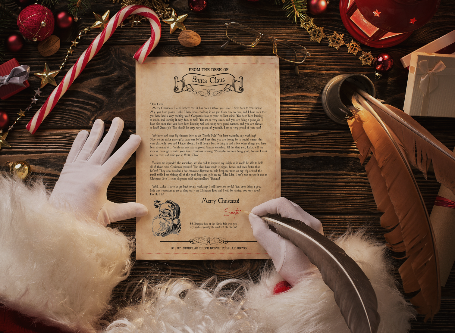 Personalized letter from Santa Claus with wax seal