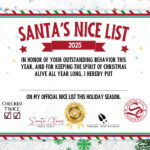 Santa Nice List printable certificate